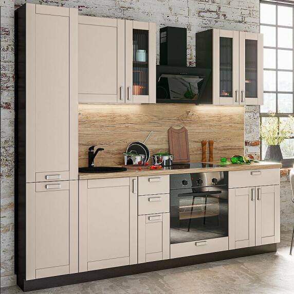 Кухня Прямая Лофт-02 Cream Silk/Graphite 2140*2400*600