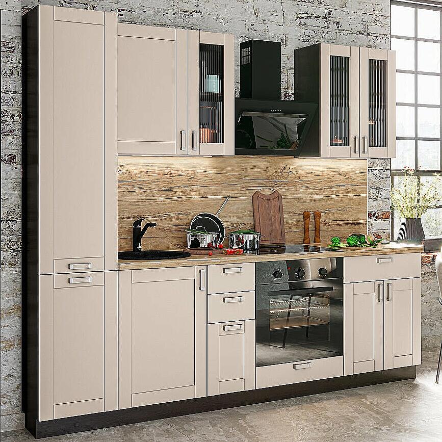 

Кухня Прямая Лофт-02 Cream Silk/Graphite 2140*2400*600