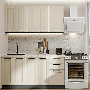 Кухня прямая Нео-01 Cream Silk/Graphite 2140*1600*600