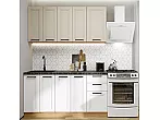 Модульный кухонный гарнитур Нео-01 Cream Silk, White Silk/Дуб Вотан 2140x1600x600