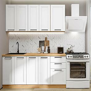 Кухня прямая Нео-01 White Silk/Дуб Вотан 2140*1600*600