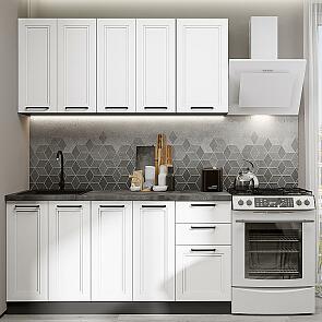 Кухня прямая Нео-01 White Silk/Graphite 2140*1600*600