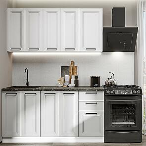 Кухня прямая Нео-01 White Silk/Grey Silk/Белый 2140*1600*600