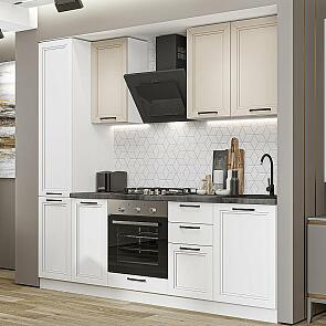 Кухня прямая Нео-02 Cream Silk/White Silk/Белый 2140*2300*600