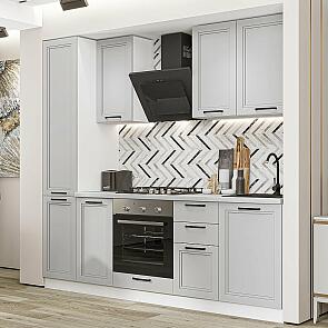 Кухня прямая Нео-02 Grey Silk/Белый 2140*2300*600
