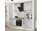 Модульный кухонный гарнитур Нео-02 Grey Silk/Белый 2140x2300x600