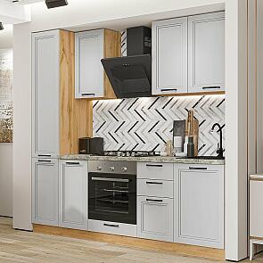 Кухня прямая Нео-02 Grey Silk/Дуб Вотан 2140*2300*600