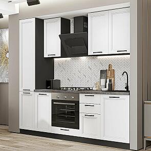 Кухня прямая Нео-02 White Silk/Graphite 2140*2300*600