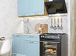 Модульный кухонный гарнитур Ницца-05 Голубой/Дуб Вотан 2140x1000x600
