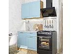 Модульный кухонный гарнитур Ницца-05 Голубой/Дуб Вотан 2140x1000x600