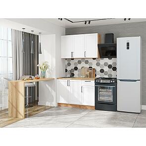 Модульный кухонный гарнитур Сканди-05 White Silkwood/Дуб Вотан 2140x1200x600