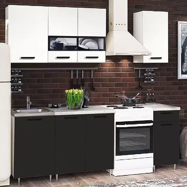 Кухня Рио 17м 490 Белый глянецЧерный глянец Белый Антарес 21287₽