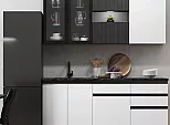Кухонный гарнитур Техно-6 Белый снег софт, Графит/Графит софт NEW 2340x2000x600