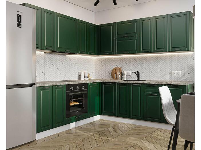 Кухня угловая Дублин-02 Special Green/Белый 2140*2200/2400*600