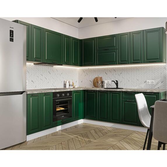Кухня угловая Дублин-02 Special Green/Белый 2140*2200/2400*600
