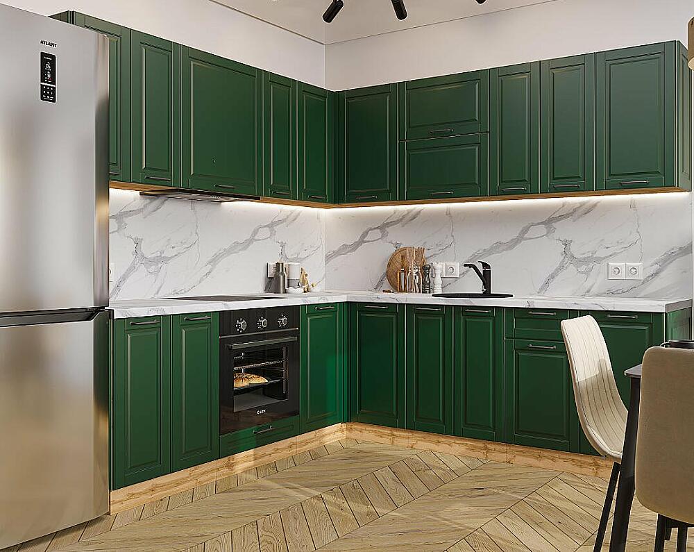 

Кухня угловая Дублин-02 Special Green/Дуб Вотан 2140*2200/2400*600