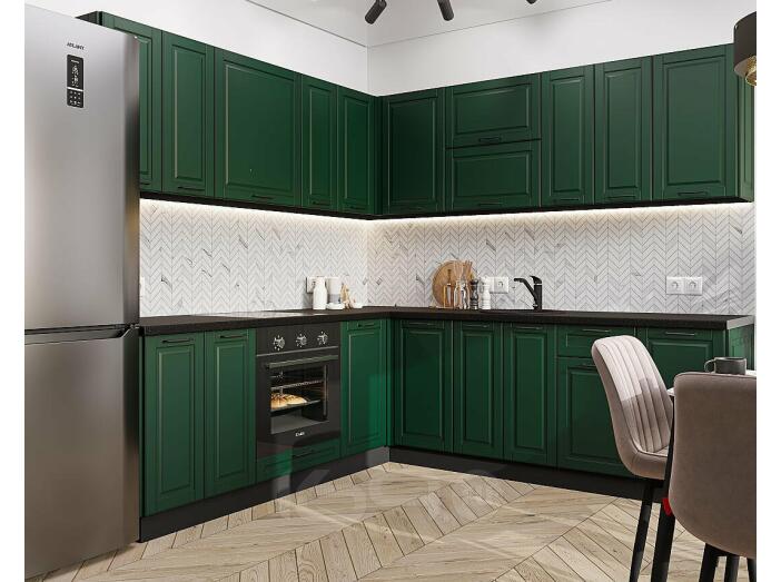 Кухня угловая Дублин-02 Special Green/Graphite 2140*2200/2400*600