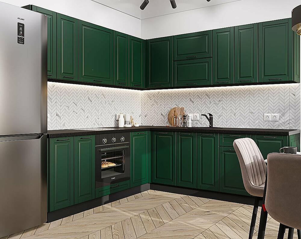 

Кухня угловая Дублин-02 Special Green/Graphite 2140*2200/2400*600