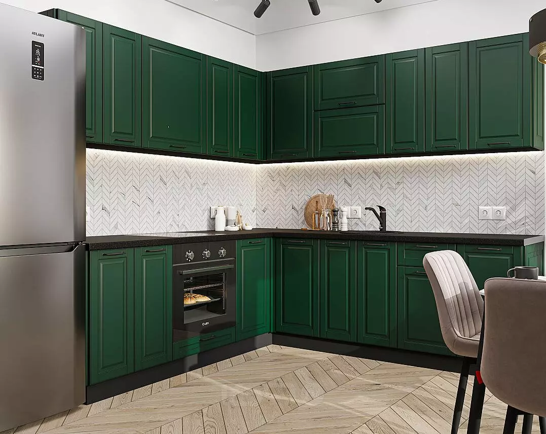 Кухня угловая Дублин-02 Special Green/Graphite 2140*2200/2400*600