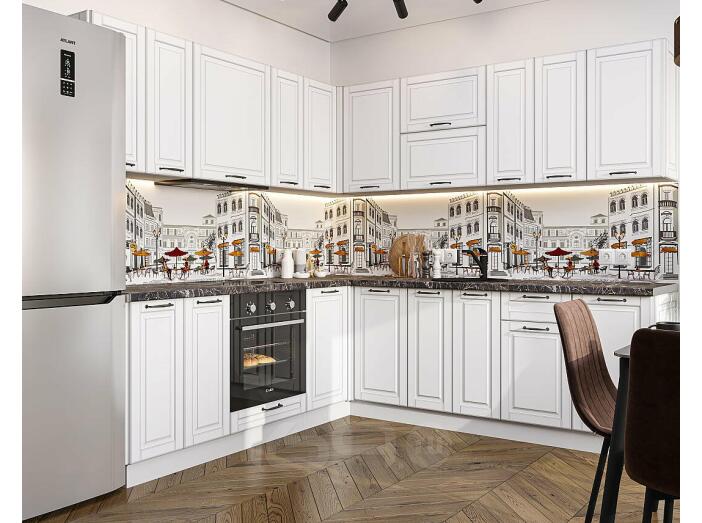Кухня угловая Дублин-02 Special White/Белый 2140*2200/2400*600
