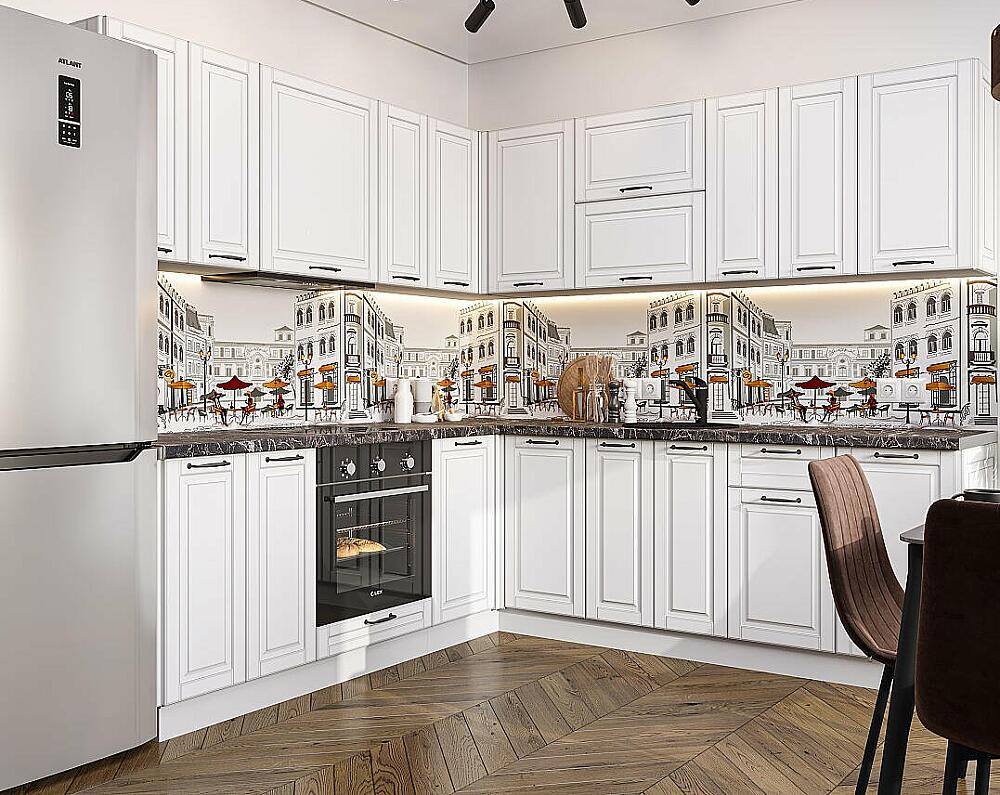 

Кухня угловая Дублин-02 Special White/Белый 2140*2200/2400*600