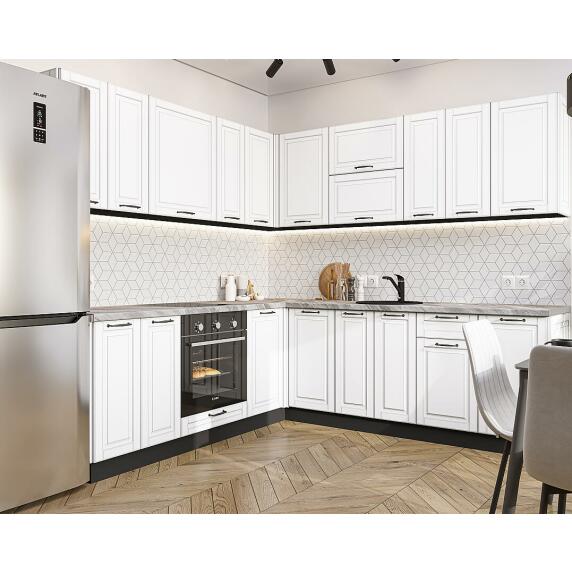 Кухня угловая Дублин-02 Special White/Graphite 2140*2200/2400*600