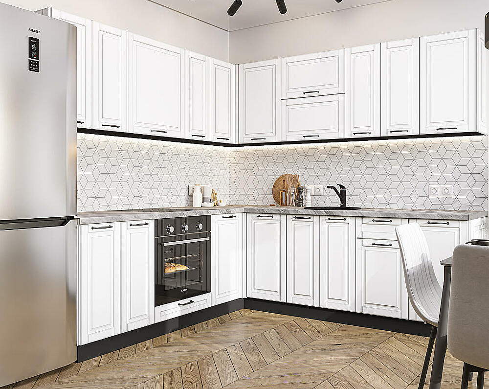 

Кухня угловая Дублин-02 Special White/Graphite 2140*2200/2400*600