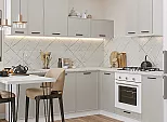 Модульный кухонный гарнитур Фрейм-03 Cream Silk/Белый 2140x2200x600