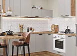 Модульный кухонный гарнитур Фрейм-03 Cream Silk/Дуб Вотан 2140x2200x600