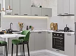 Модульный кухонный гарнитур Фрейм-03 Grey Silk/Белый 2140x2200x600