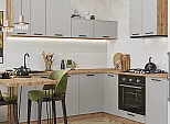Модульный кухонный гарнитур Фрейм-03 Grey Silk/Дуб Вотан 2140x2200x600