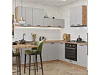 Модульный кухонный гарнитур Фрейм-03 Grey Silk/Дуб Вотан 2140x2200x600