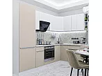 Модульный кухонный гарнитур Фьюжн-04 Cream Silk, Silky White/Белый 2140x2500x600