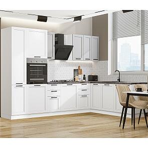 Кухня угловая Нео-03 Grey Silk/White Silk/Белый 2140*3000/2100*600