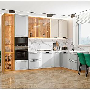 Кухня угловая Нео-04 Cream Silk/Grey Silk/Дуб Вотан 2340*3200/1800*600