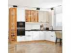 Модульный кухонный гарнитур Нео-04 Cream Silk, White Silk/Дуб Вотан 2340x3200/1800x600
