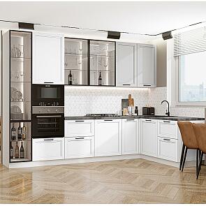 Кухня угловая Нео-04 Grey Silk/White Silk/Белый 2340*3200/1800*600