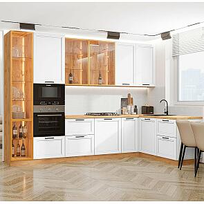 Кухня угловая Нео-04 White Silk/Дуб Вотан 2340*3200/1800*600