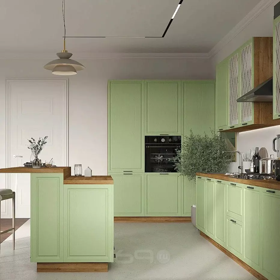 Кухня угловая Ницца Дуб оливковый/Дуб Вотан 3400/1800*2130*600