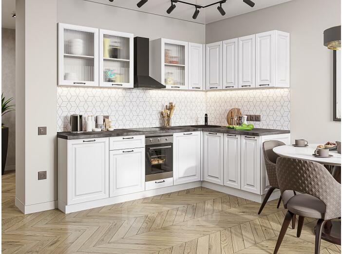 Кухня угловая Ницца Royal-02 Blanco/Белый 2140*2550/1600*600