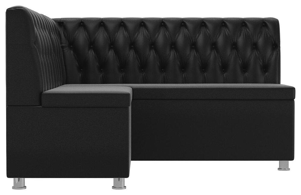 Кухонный угловой диван Мирта Экокожа Черный левый угол 42999₽