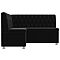 Кухонный угловой диван Мирта Микровельвет Черный левый угол
