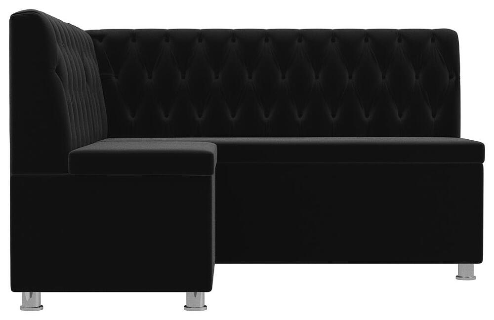 Кухонный угловой диван Мирта Микровельвет Черный левый угол 42999₽