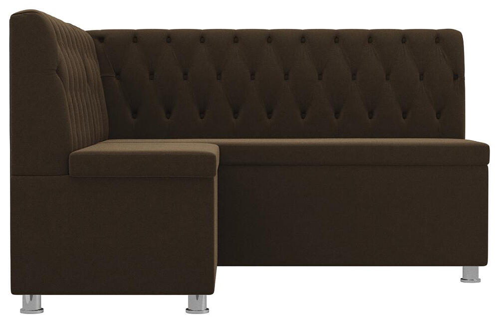 Кухонный угловой диван Мирта Микровельвет Коричневый левый угол 42999₽