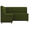 Кухонный угловой диван Мирта Микровельвет Зелёный левый угол