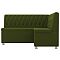 Кухонный угловой диван Мирта Микровельвет Зелёный  правый угол
