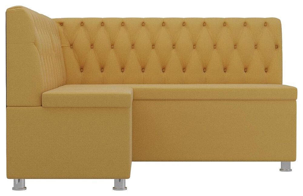 Кухонный угловой диван Мирта Микровельвет Жёлтый левый угол 42999₽
