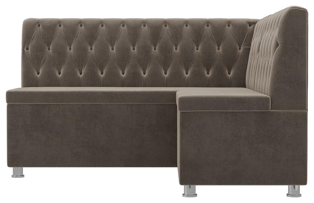 Кухонный угловой диван Мирта Велюр Коричневый левый угол 44999₽