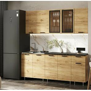 ЛДСП Кухня Рио NEW 2,0м (490) Компановка №3 (Дуб Крафт, Дуб Крафт (Кастилло темный))