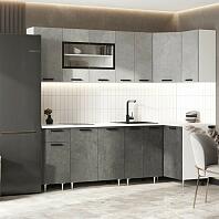 Кухонный гарнитур Рио Бетон светлый, Бетон темный/Белый 2140x2400/1000x600 (Антарес)